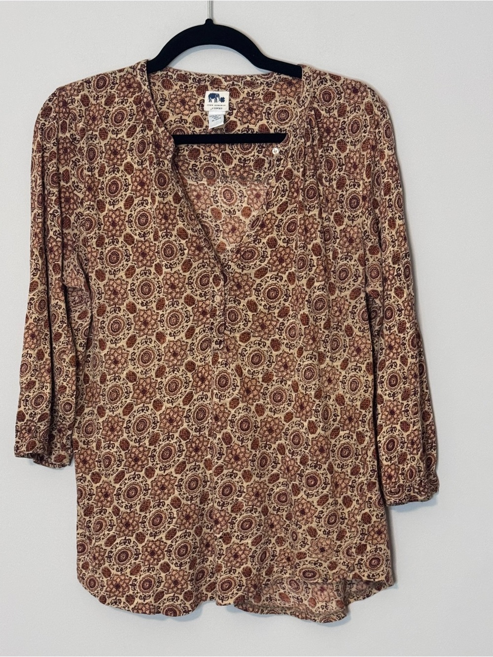 Lucky Brand Floral Medallion Print Cotton Blouse Women’s Medium
